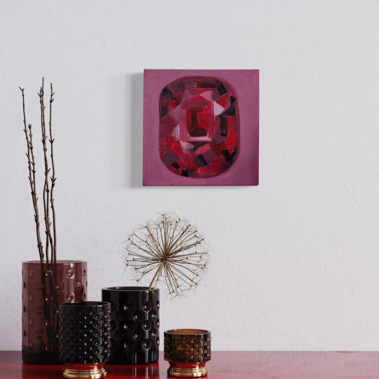 Buy Luxury Ruby Oil Painting – Royal Ruby Radiance | Handmade Canvas Art on wall