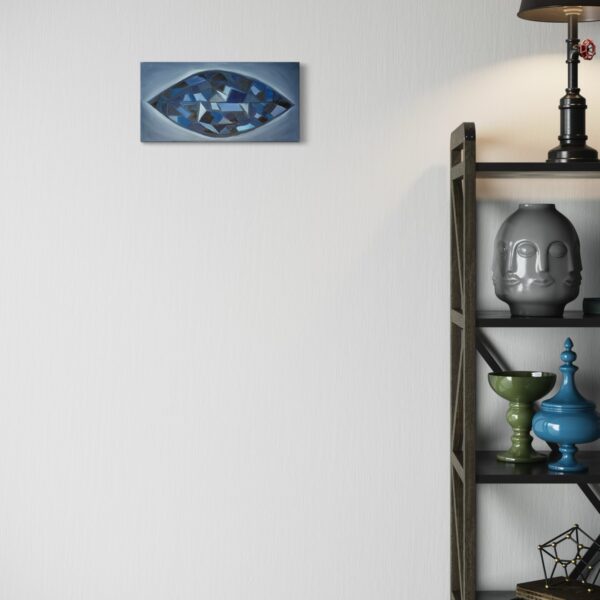 The Crystal Eye’s sapphire Gaze Rectangular realistic blue crystal in eye shape painting on wall The Crystal Eye’s sapphire Gaze Rectangular realistic blue crystal in eye shape painting on wall