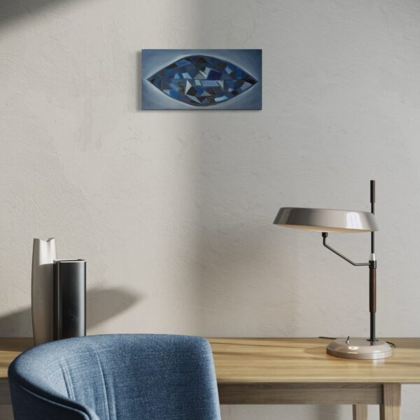 The Crystal Eye’s sapphire Gaze Rectangular realistic blue crystal in eye shape painting on wall The Crystal Eye’s sapphire Gaze Rectangular realistic blue crystal in eye shape painting on wall