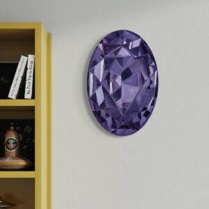 The Crystal Eye’s Gaze A purple realistic oil painting of sapphire on a wall
