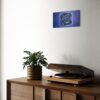 Celestial Facets of Sapphire - A realistic rectangular oil painting of a Sapphire diamond on wall