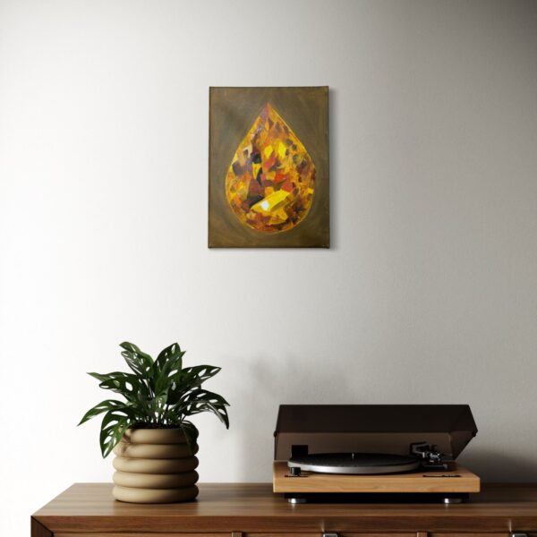Tear Shaped realistic oil painting in diamond shape on canvas hanging on wall Tear Shaped realistic oil painting in diamond shape on canvas hanging on wall