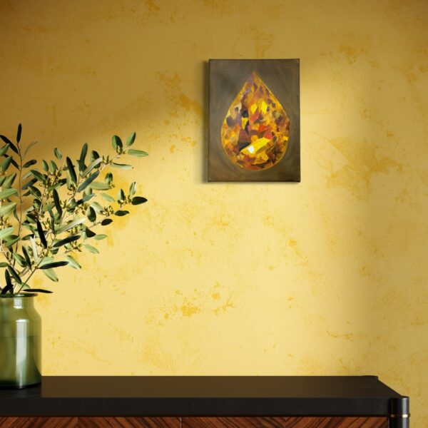 Tear Shaped realistic oil painting in diamond shape on canvas hanging on wall Tear Shaped realistic oil painting in diamond shape on canvas hanging on wall