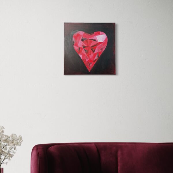 A Heart shaped realistic oil painting on a wall A Heart shaped realistic oil painting on a wall