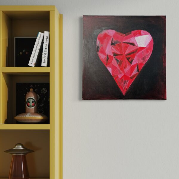 A Heart shaped realistic oil painting on a wall A Heart shaped realistic oil painting on a wall